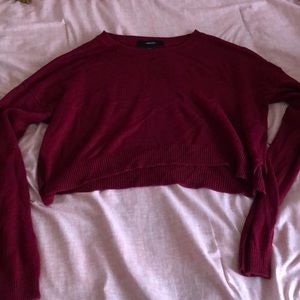 Burgundy knit cropped sweater